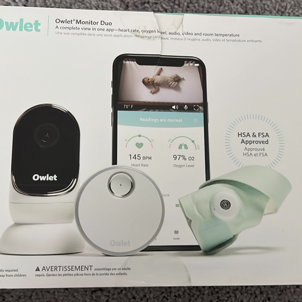 Owlet Monitor Dream Duo Smart Sock & Camera Monitor System, Open Box New